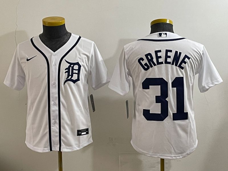 Youth 2025 Detroit Tigers 31 Greene White Game Nike MLB Jersey style 5